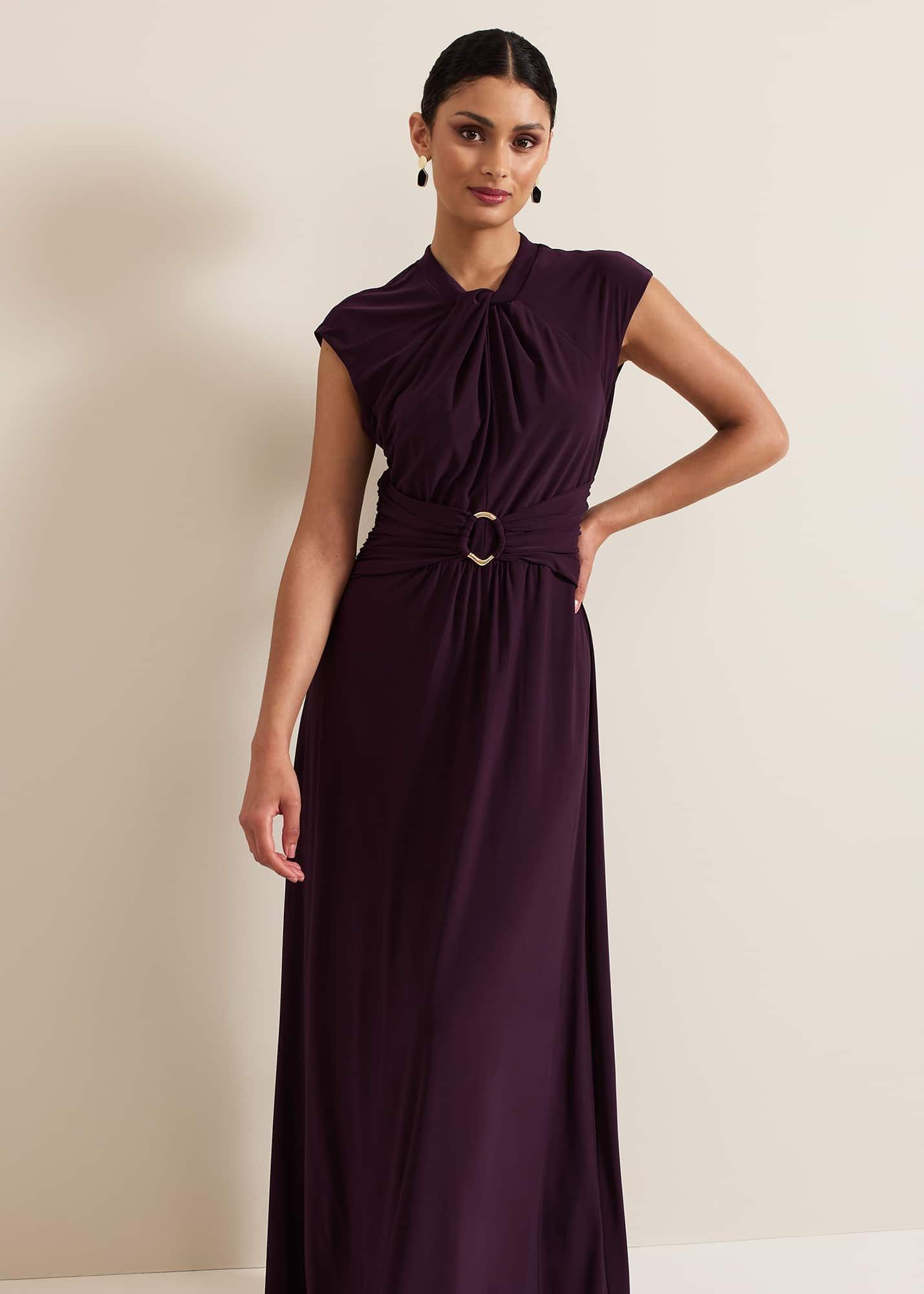 Tolly Burgundy Jersey Maxi Dress