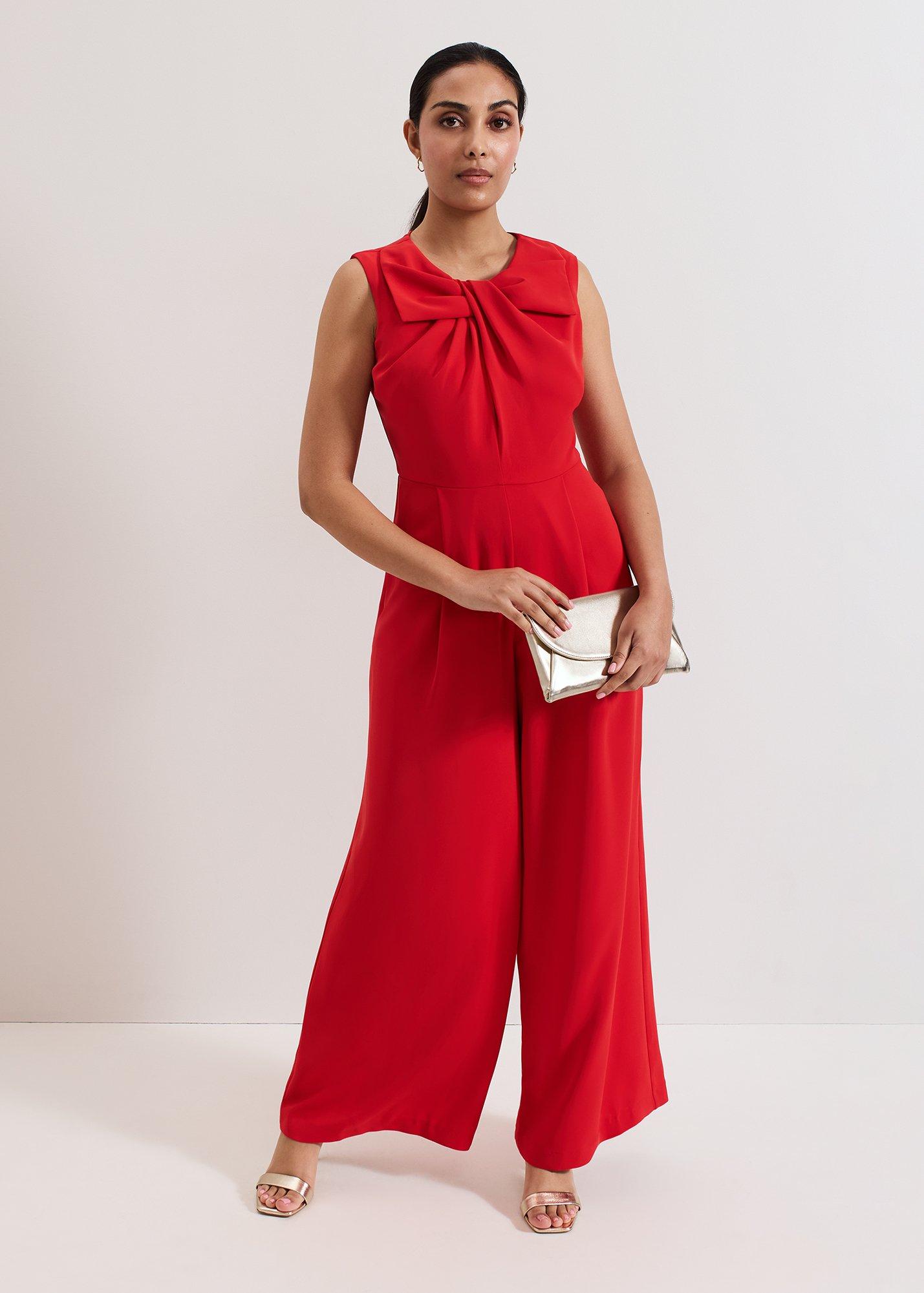 Petite Saffron Twist Front Wide Leg Jumpsuit