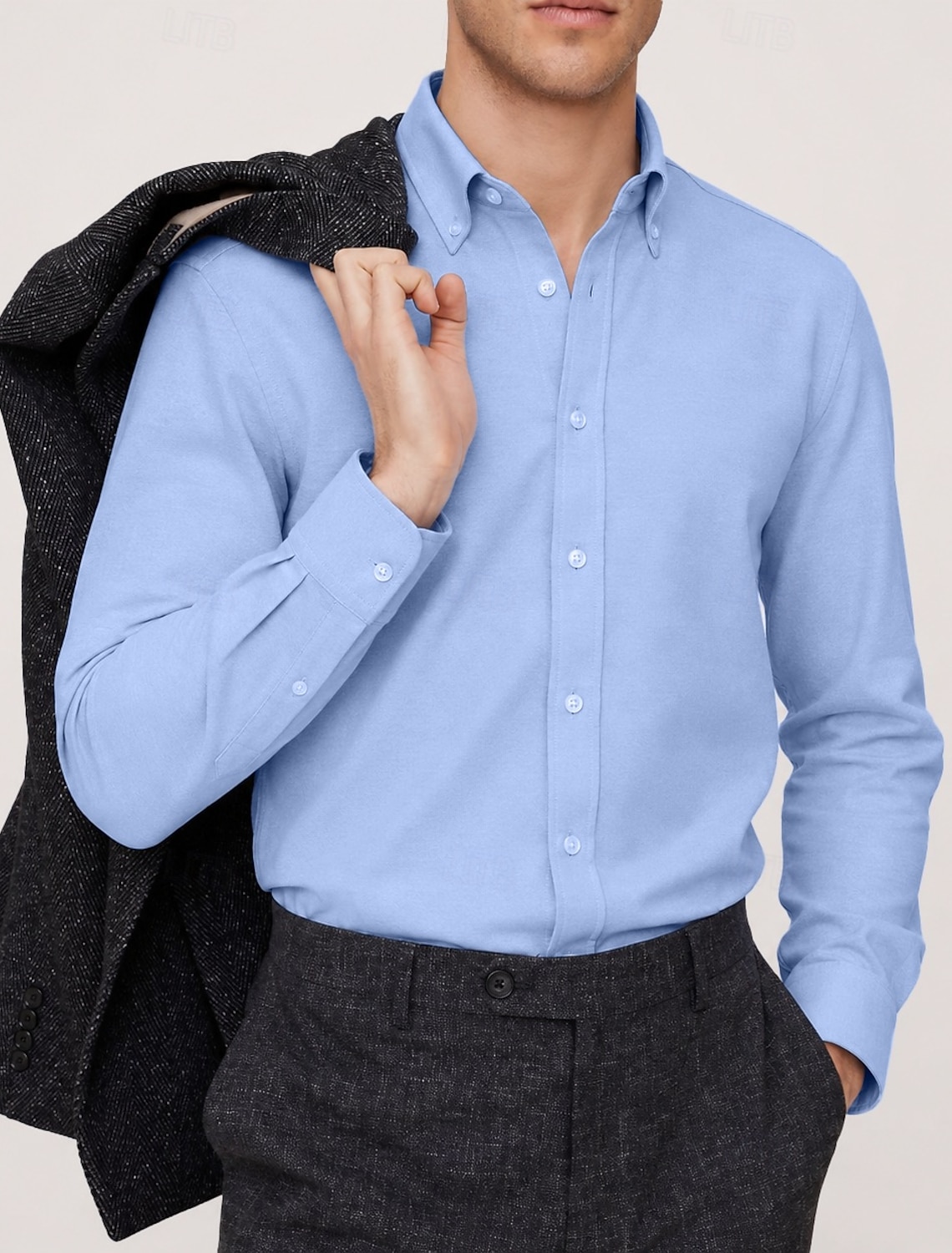 Men's Shirt Dress Shirt Button Down Shirt Daily Business Blue White Dark Blue Long Sleeve Turndown Spring Fall Clothing Apparel Classic