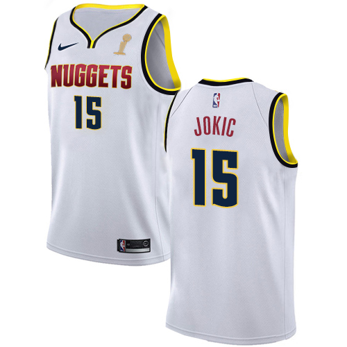 DEN White N. Jokic #15 NBA Jersey Basketball Jersey Game Day Wear