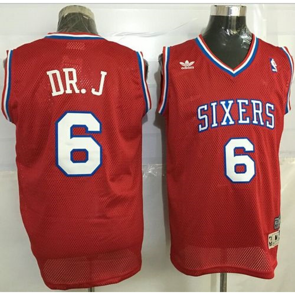 Fan Favorite High-Quality Men's PHI #6 Julius Red Basketball Jersey