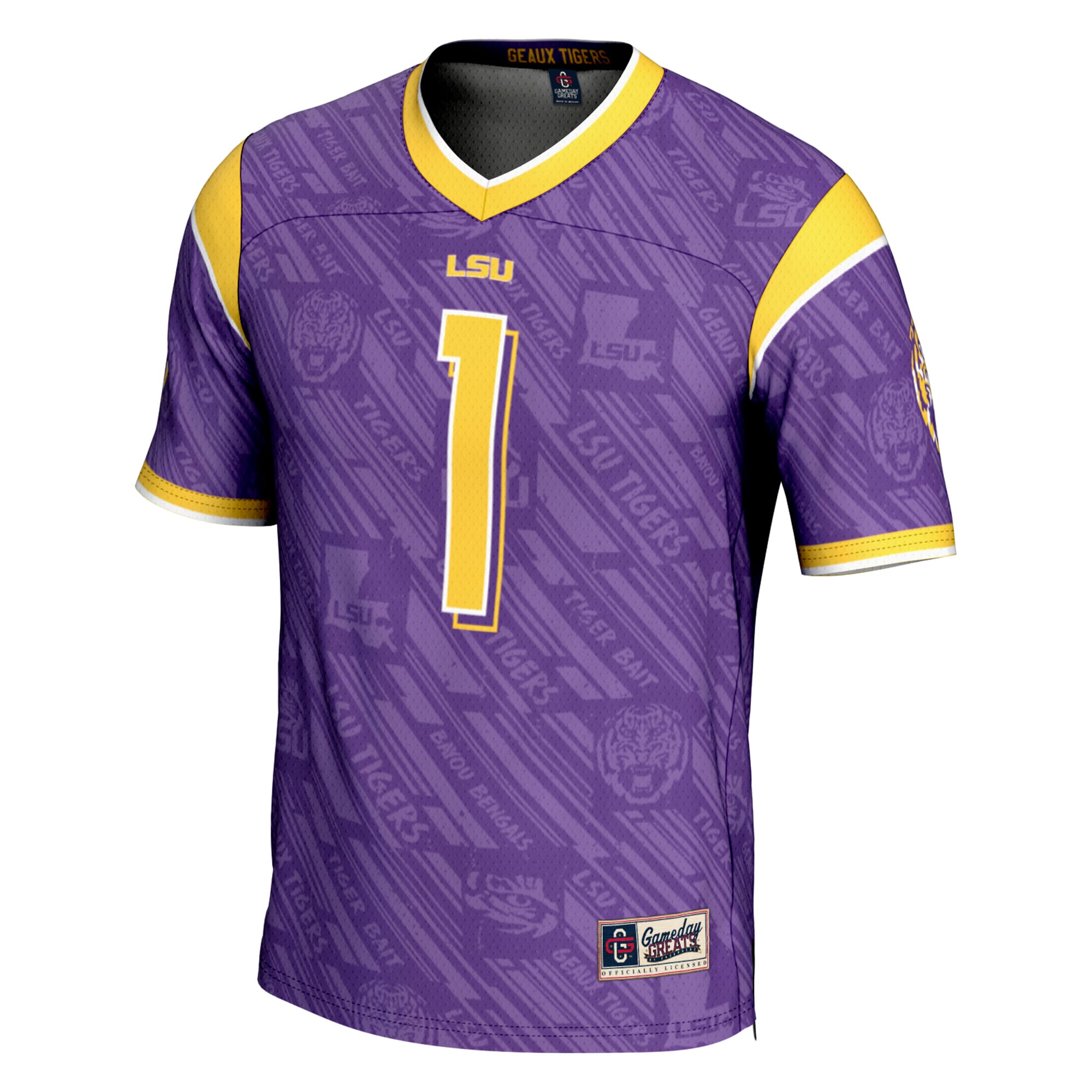 Youth #1 Purple LSU Tigers Highlight Print Football Fashion Jersey