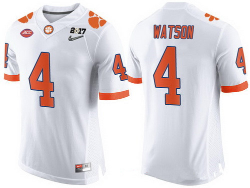 Men's Clemson CLE White 2017 game day Deshaun Watson #4 game jersey