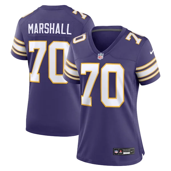 None Jim Marshall  Jersey - Purple | NFL Player Jersey | NFL Football
