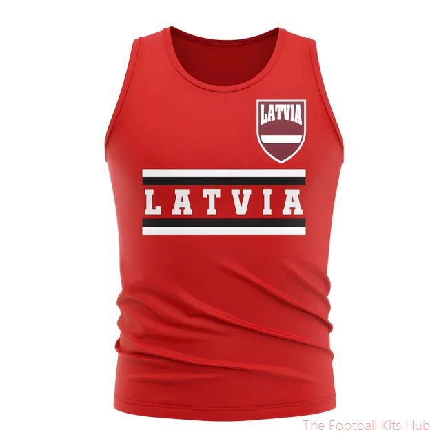 Latvia Core Football Country Sleeveless Tee (Red)