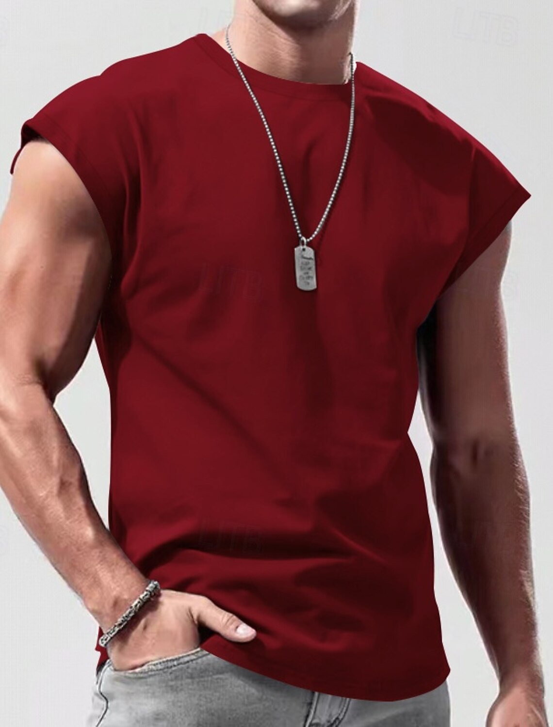 Men's Tank Top Vest Undershirt Sleeveless Shirt Crewneck Spring &