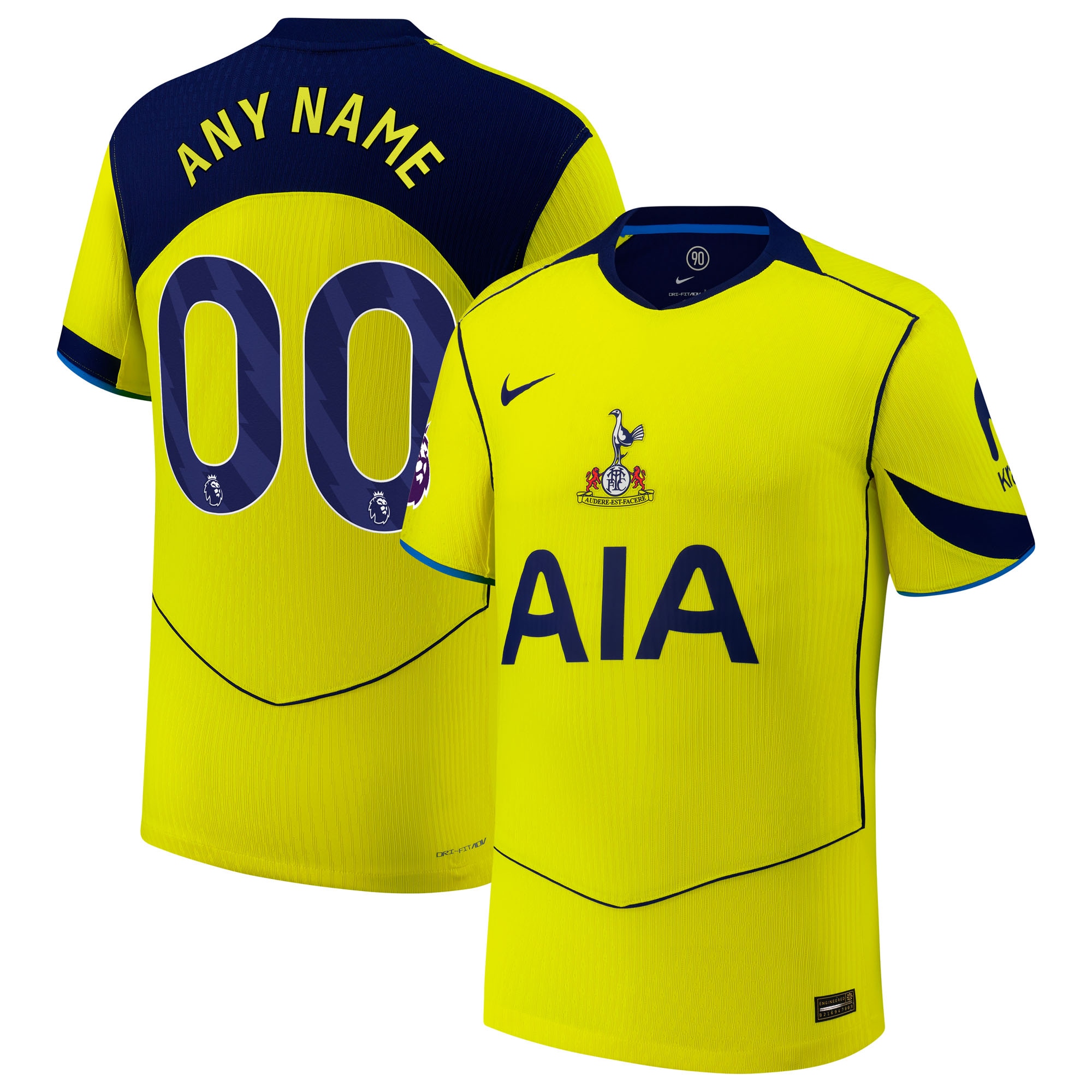 [SJH] Tottenham Hotspur 2025/26 Third Authentic Custom Jersey - Yellow