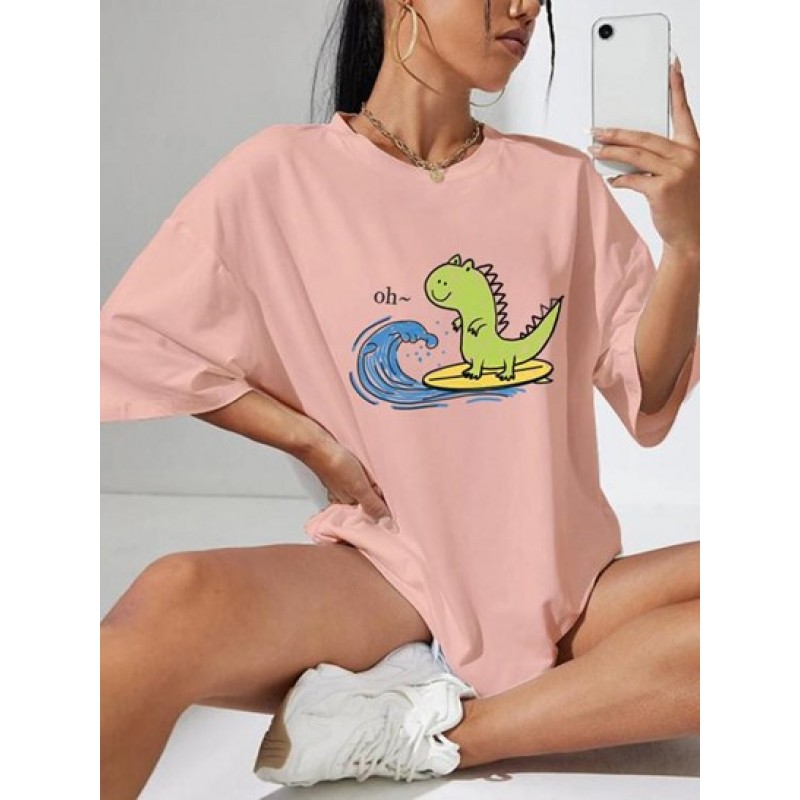 Cartoon Print Loose Casual T Shirt SU0058