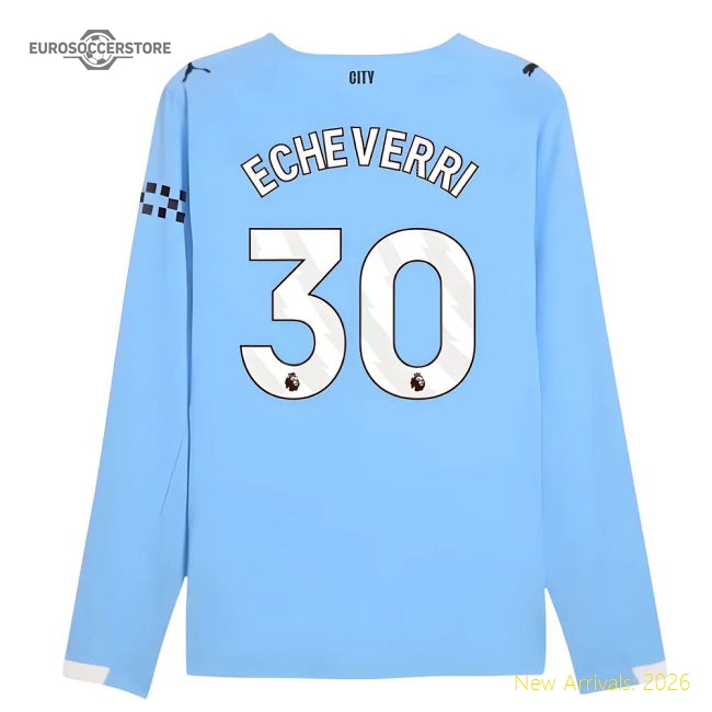 Authentic 2025-2026 Man City Authentic Long Sleeve Home Shirt