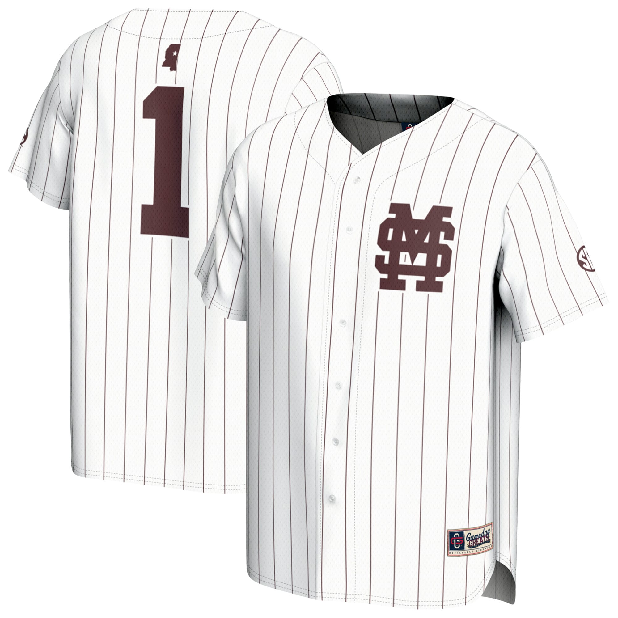 [NJP] Women's Mississippi State Bulldogs GameDay Greats Lightweight Collegiate Baseball Fashion Jersey - White
