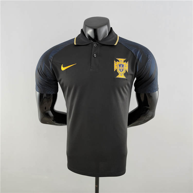 Elite Series Portugal 2022 World Cup Black Soccer Jersey Polo Shirt