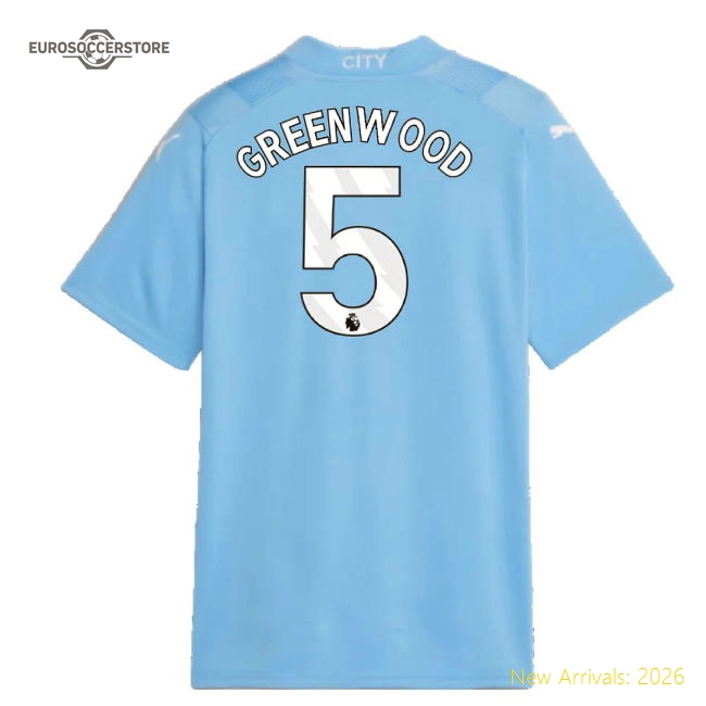 Man City Kids Child-friendly Greenwood Jersey 2023-2024 Soft-touch