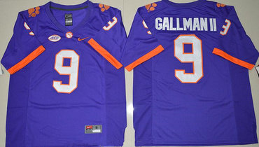 Men's Clemson CLE Wayne Gallman #9 official Purple 2016 alternate