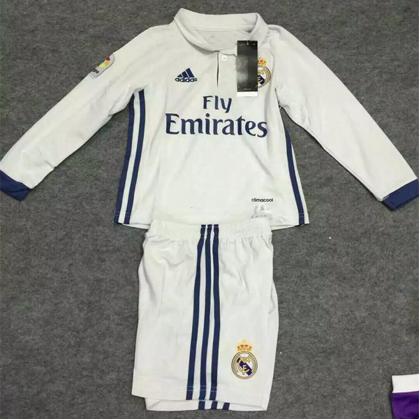 Match Quality Kids Real Madrid LS Home 201617 Soccer KitsShirtShorts