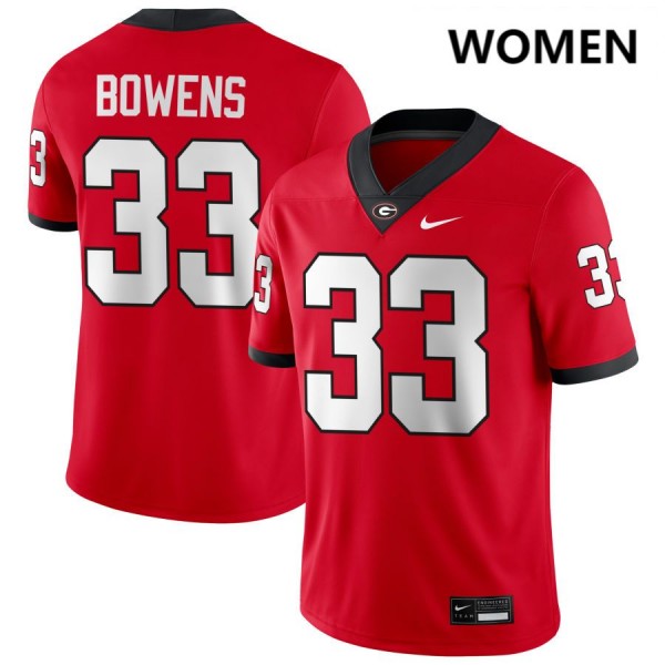Women Georgia Bulldogs #33 Chauncey Bowens Red Nike Stitch Jerseys
