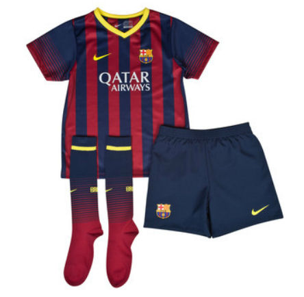 Breathable Barca 13-14 Barcelona Home Jersey Whole KitShirtShortSocks