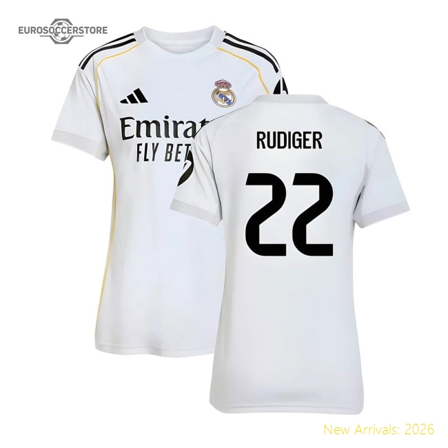 Outstanding 2025-2026 Real Madrid Home Jersey (womens) (rudiger 22)