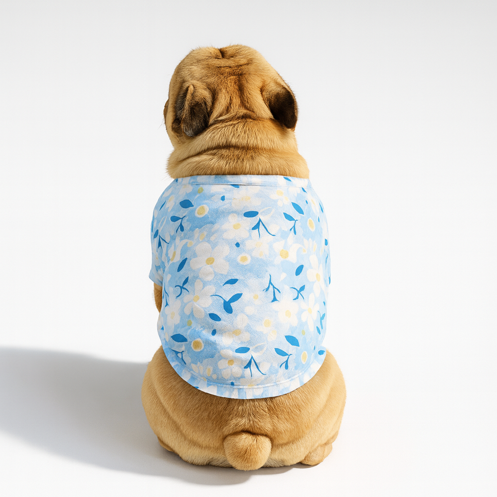 BreeZia Frenchie Summer Flower Shirt – Breathable Lightweight Dog Tee