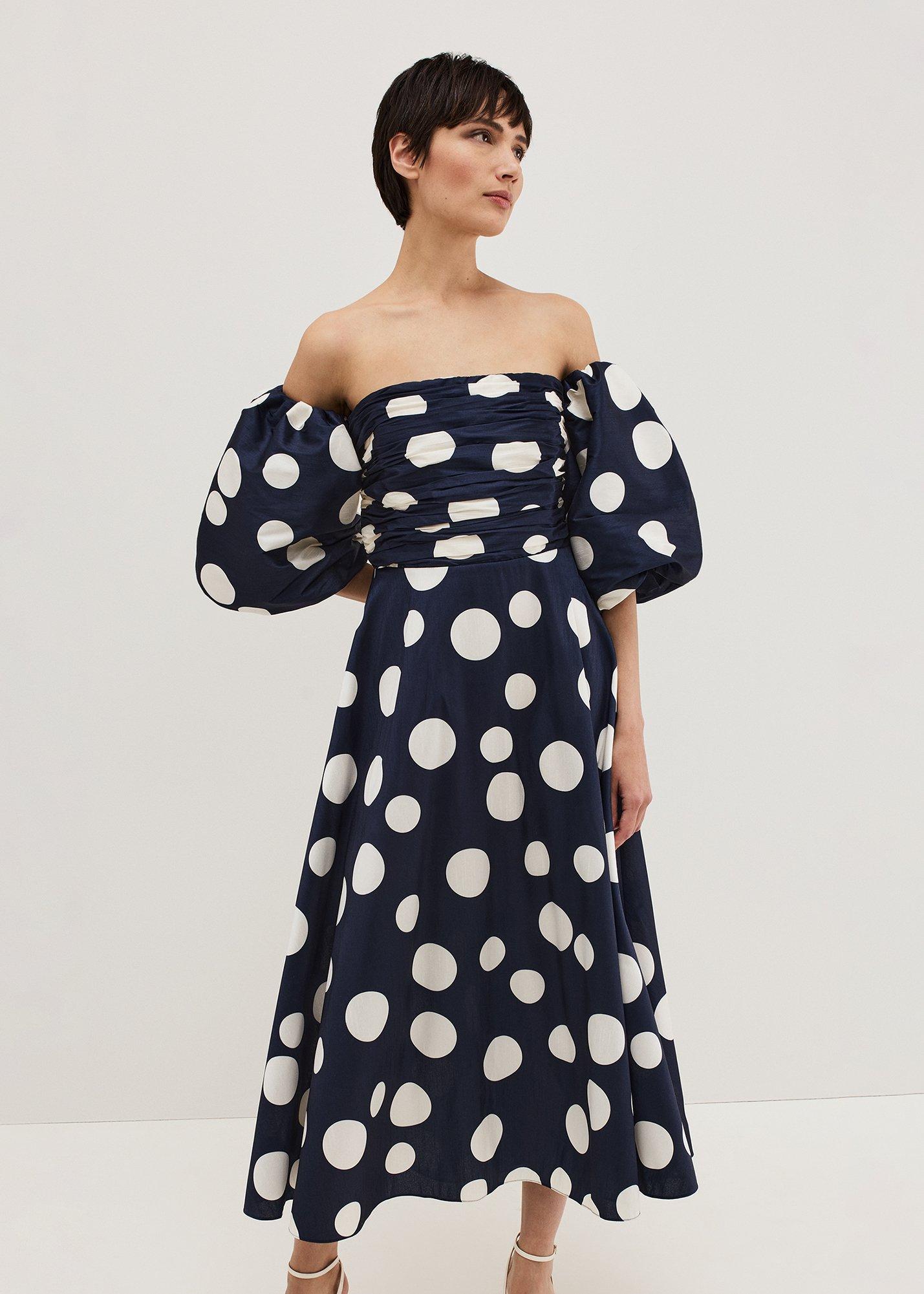 Marilyn Spot Off Shoulder Midi Dress