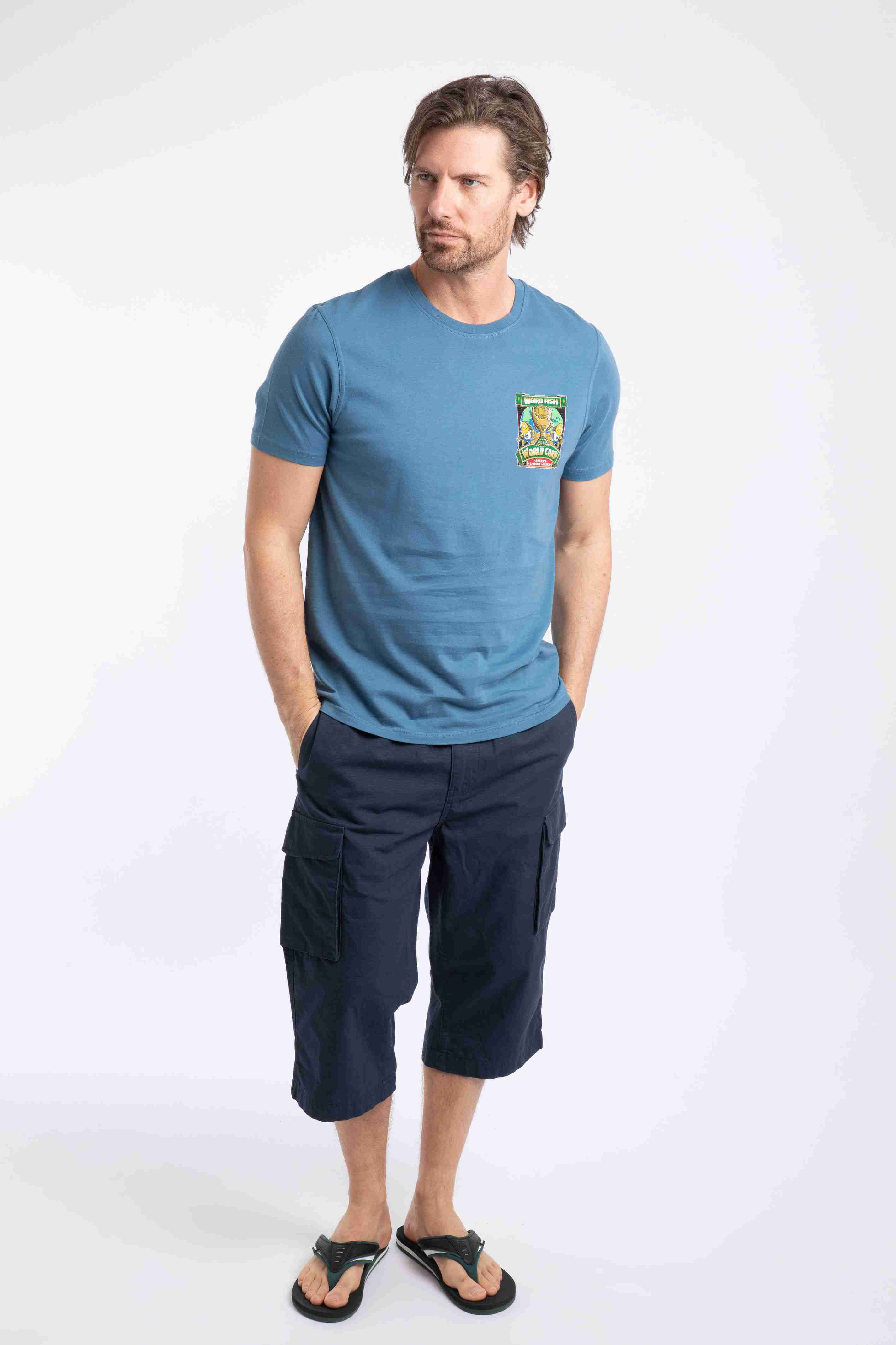 The World Carp 26 Back Print Artist T-Shirt Washed Blue