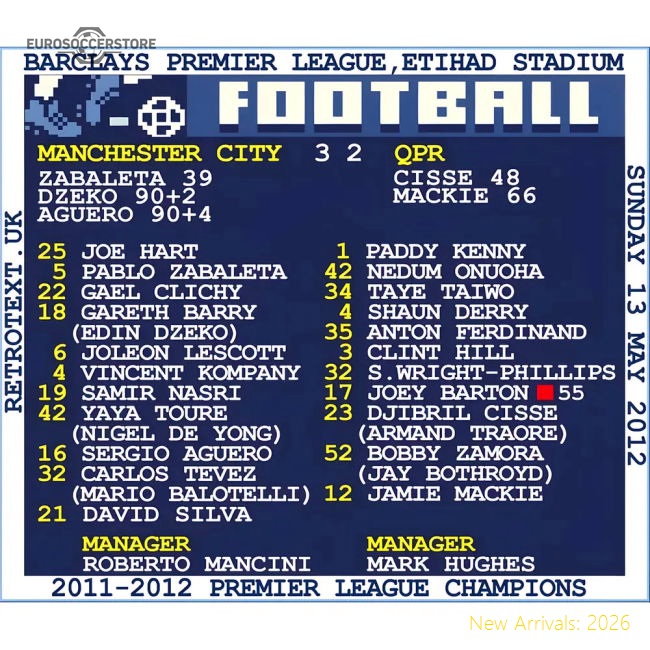 2012 City Man V Qpr (Manchester City) Retrotext T-Shirt