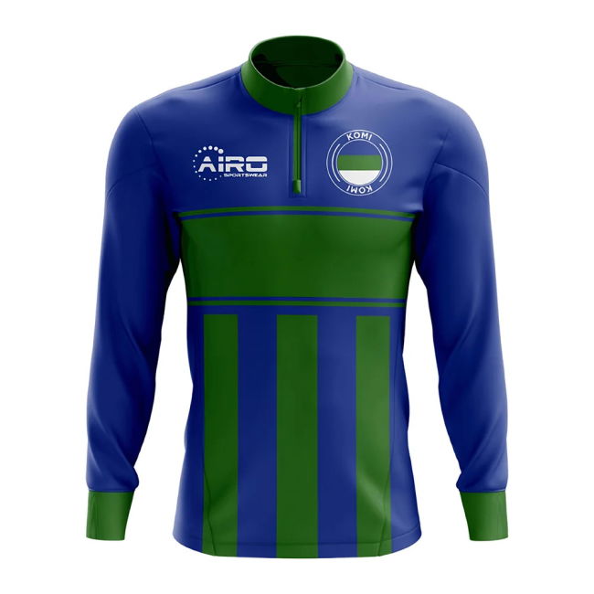 World Komi Concept Football Half Zip Midlayer Top (Blue-Green)