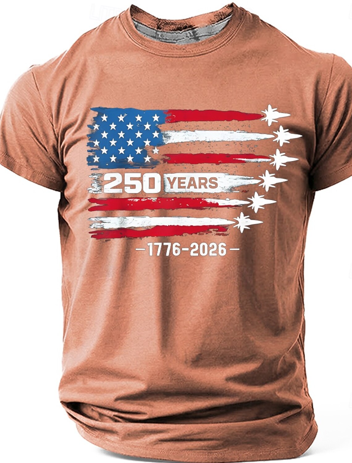 4th of July 2026 250th Men's 250 Years 1776 2026 Fighter Jets American Flag Patriotic 250th Anniversary Military Air Force Graphic T Shirt Casual Navy Blue Designer Apparel S M L XL XXL XXXL