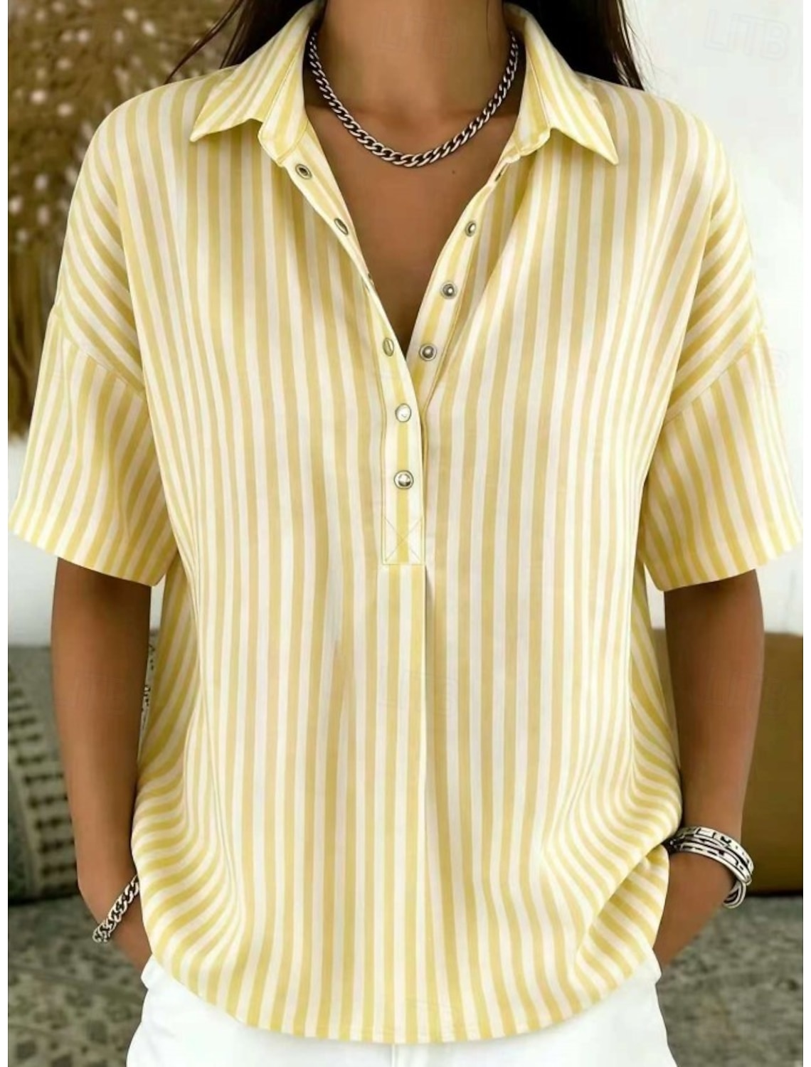 Women's Midi Dress Linen-feel Dresses Shift Dress Summer Dress Classic Casual Daily Loose Fit Plain Short Sleeve Crew Neck Blue Yellow Green Beige Summer Spring