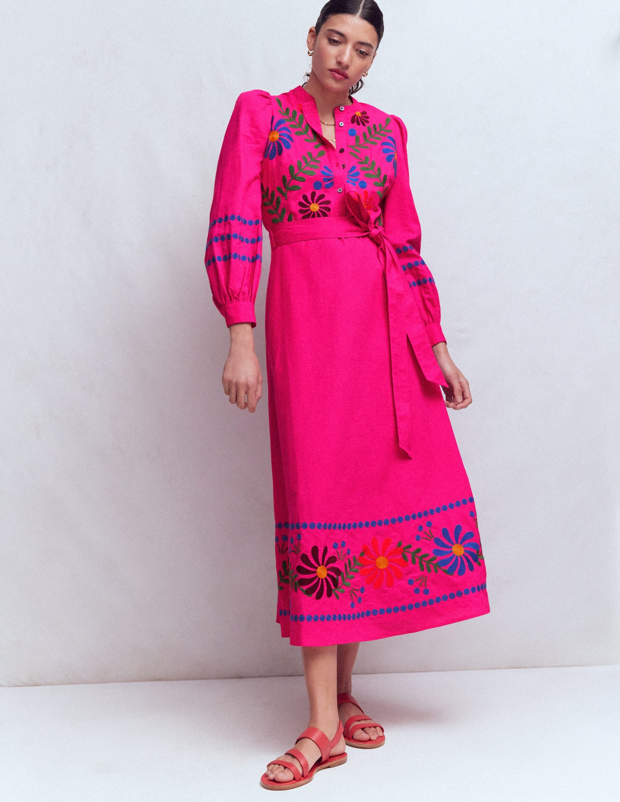 Ava Linen Blend Midi Dress