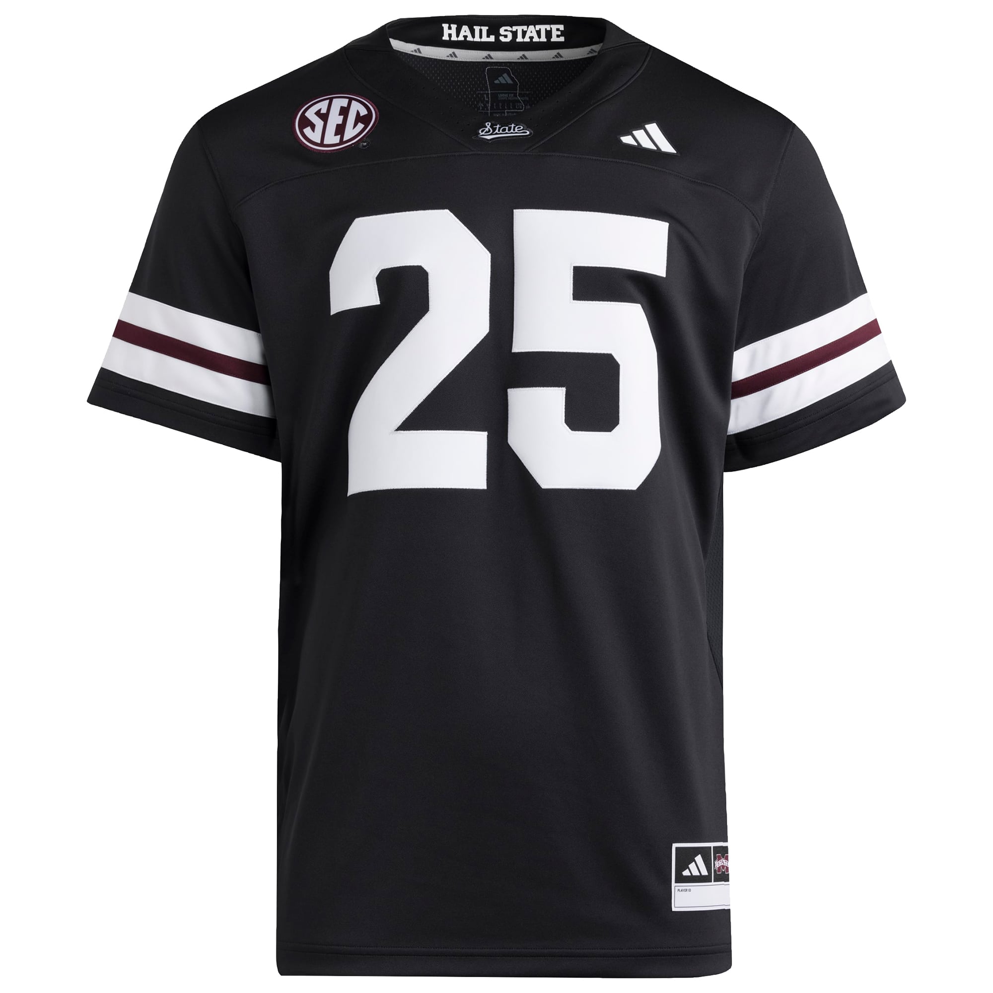 #25 Mississippi State Bulldogs adidas Premier Strategy Jersey - Black