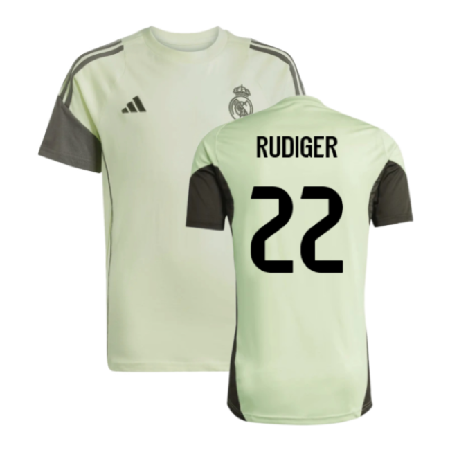 2025-2026 Real Madrid Training Tee (Almost Lime) - Kids (Rudiger 22)