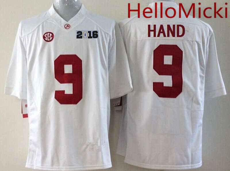 Men's Alabama Bama White 2016 team authorized None #9 game day Jersey