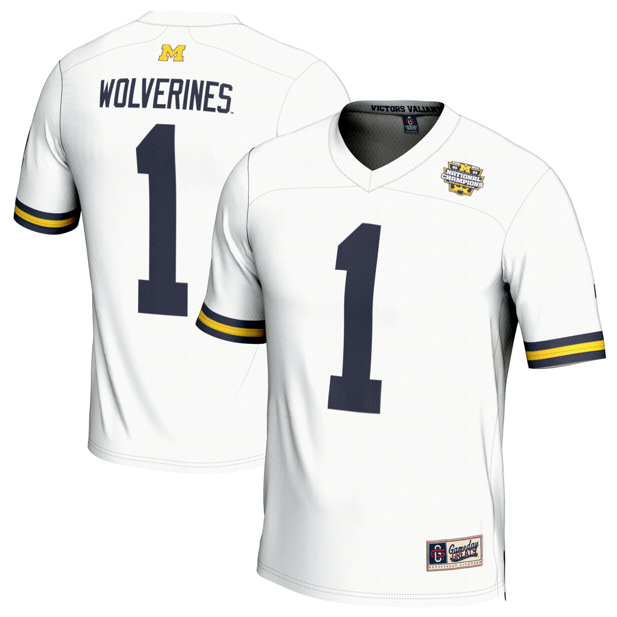 #1 Michigan Wolverines GameDay Greats Youth College Football Playoff 2023 National Champions Lightweight Fashion Jersey - White