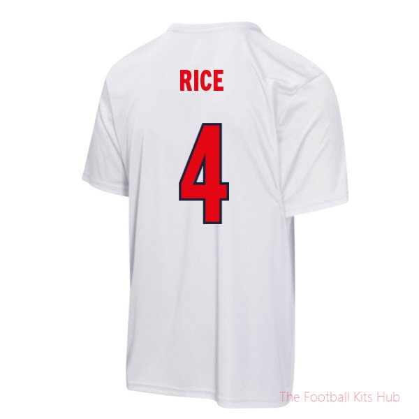 England T-Shirt 2026 Rice #4 Kids' Youth Football Kit Team Jersey