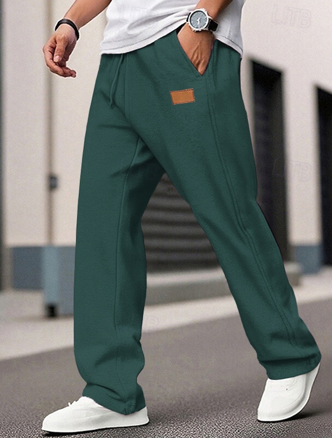 Men's Sweatpants Trousers Straight Leg Drawstring Pocket Elastic Wa #1