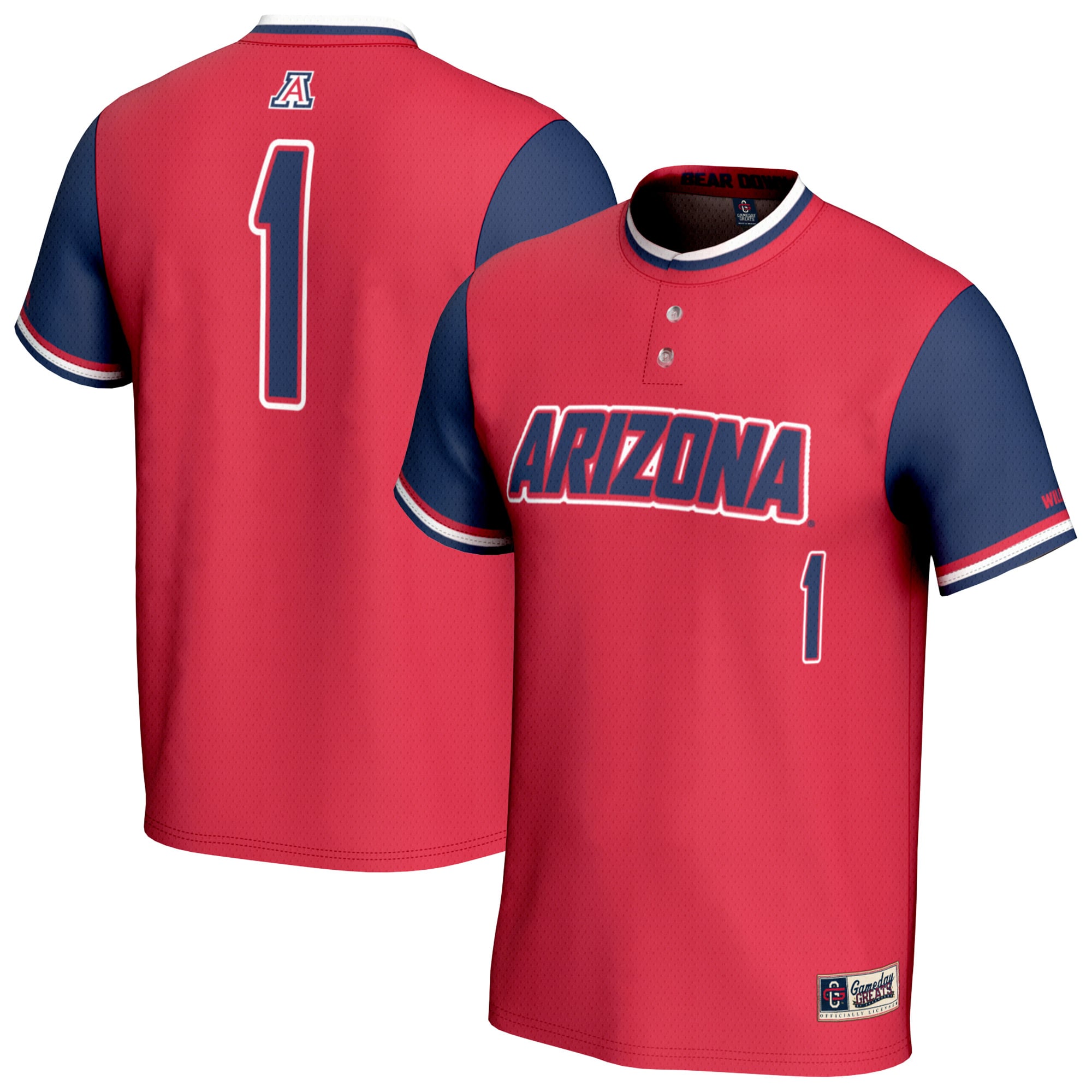 Arizona Wildcats GameDay Greats Unisex Lightweight Softball Fashion Jersey - Red