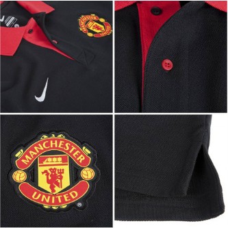 Authentic Man Utd Manchester United Black Core Polo T-Shirt Replica