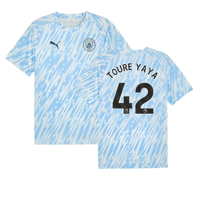 2025-2026 Man City Warm Up Jersey (Silver Sky) (Toure Yaya 42) (Lim...