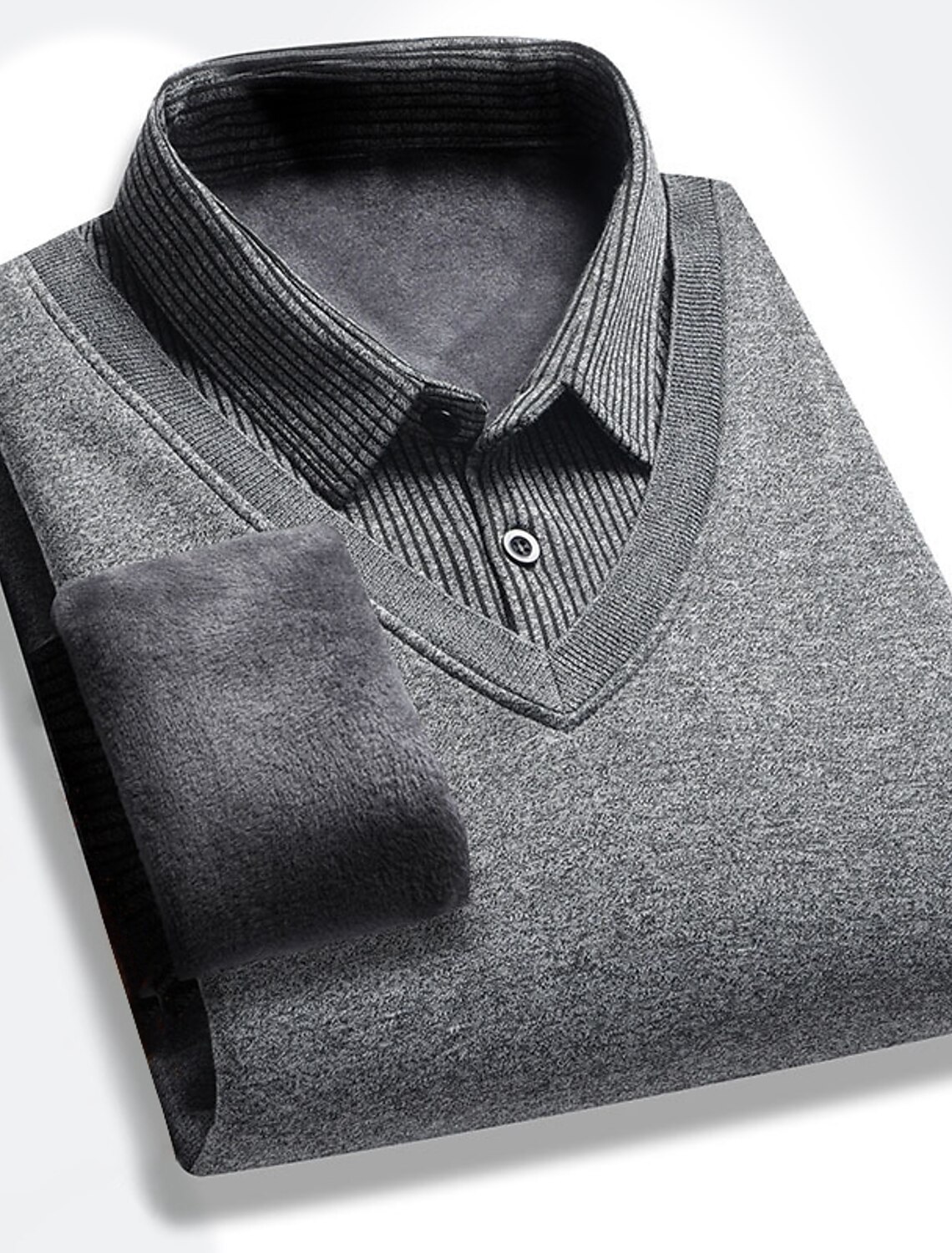 Men's Pullover Sweater Jumper Ribbed Knit Regular Knitted Warm Plain