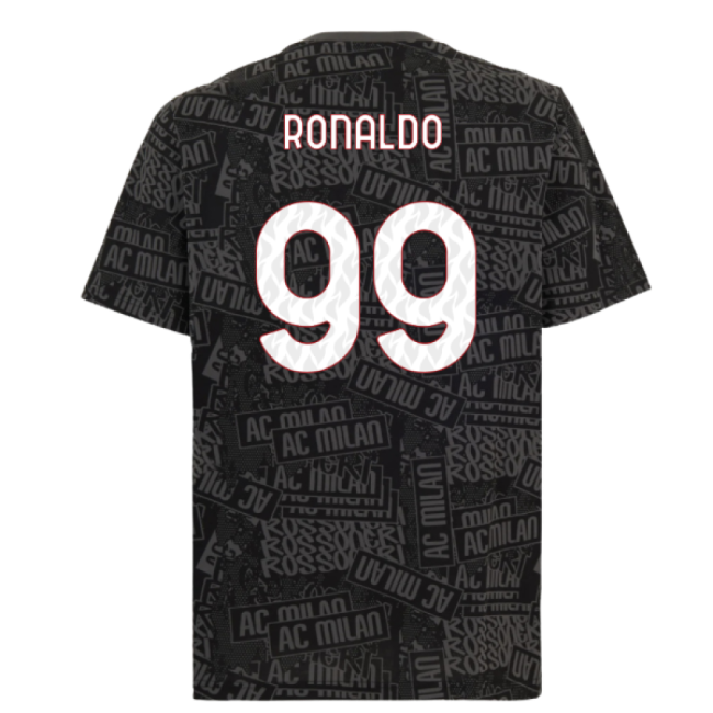 2025-2026 Ac Milan Ftblculture Tee Aop (black) (ronaldo 99)
