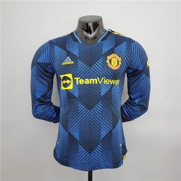 Lightweight Man Utd Manchester United 21-22 Third Blue Soccer Jersey