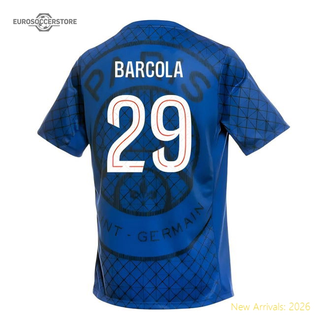 Fan-Favorite 2025-2026 Psg Academy Pro Home Pre Match Shirt (Royal) (Barcola