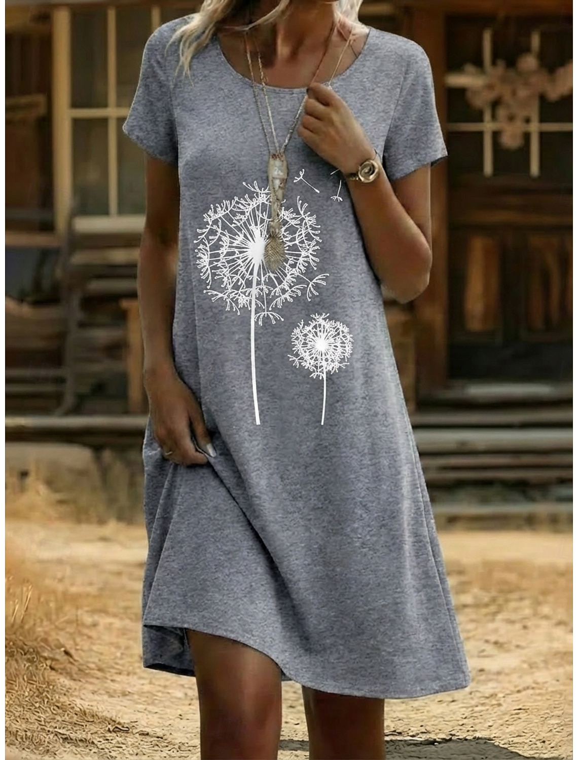 Women's Mini Dress Casual Dress T Shirt Dress Tee Dress Floral Dress Fashion Modern Daily Outdoor Vacation Regular Fit Graphic Geometric Short Sleeve Crew Neck White Yellow Navy Blue Grey Summer