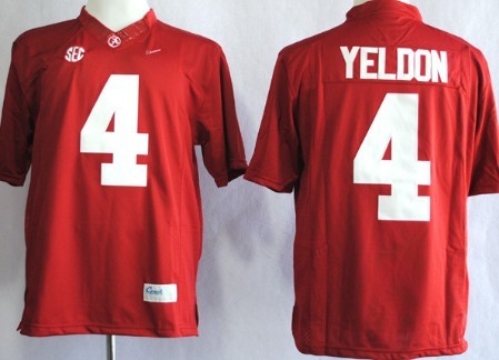 Men's Alabama Bama Red 2014 premium Red Limited #4 game jersey Jersey