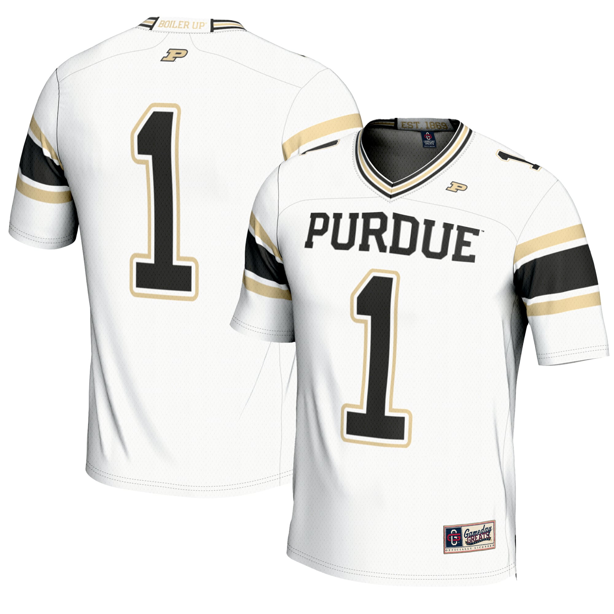 Youth #1 White Purdue Boilermakers Endzone Football Jersey
