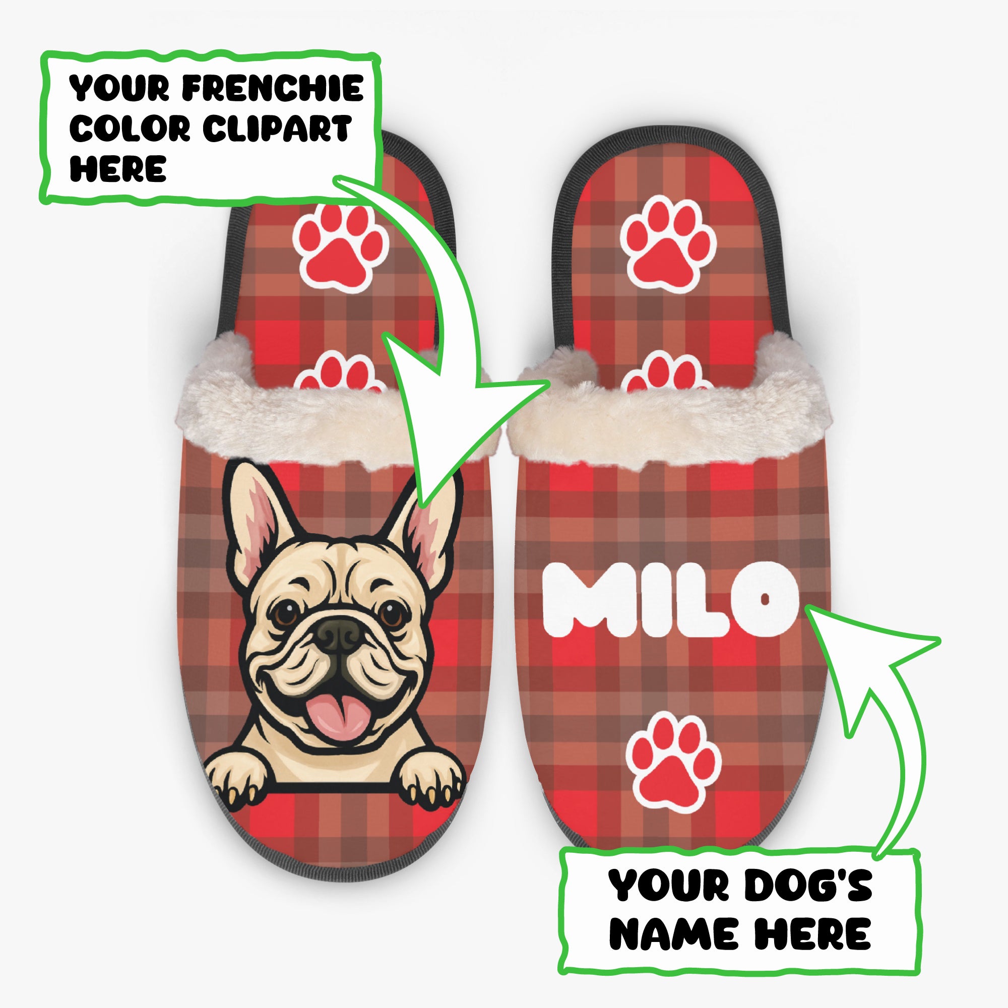 French Bulldog Maeve Personalized Cozy Winter Slippers Cozy Paw Wear