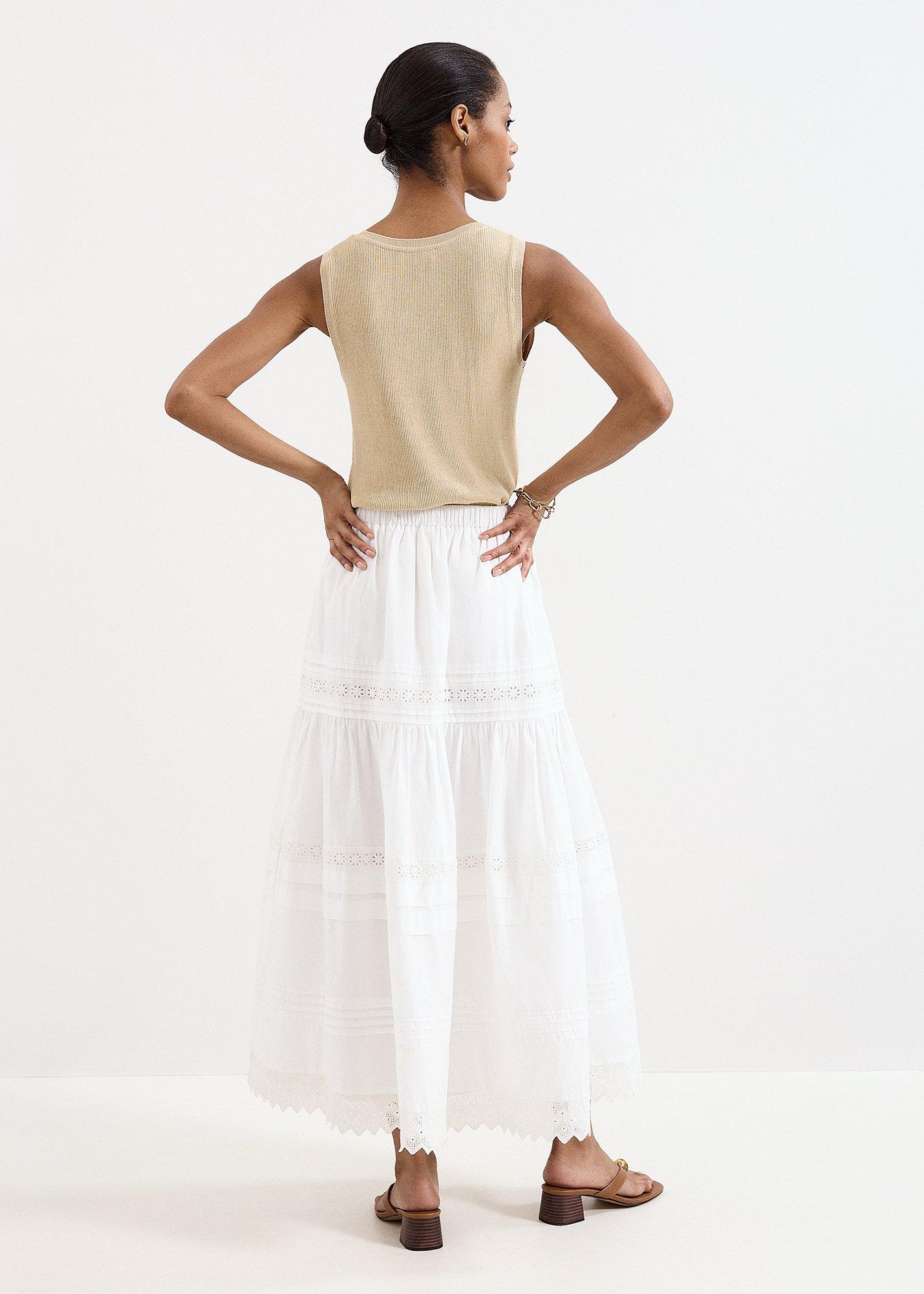 Rosa Broderie Tiered Cotton Skirt