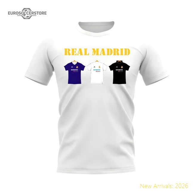 Best-Selling Real Madrid 2002-2003 Retro Shirt T-Shirt - Text (White) (Hierro