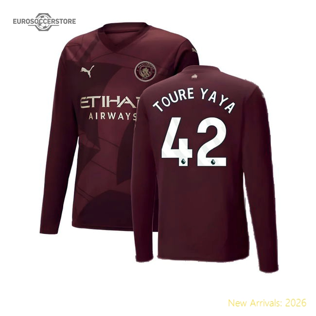 2024-2025 Man City Third Choice Long Sleeve Shirt Toure Yaya 42