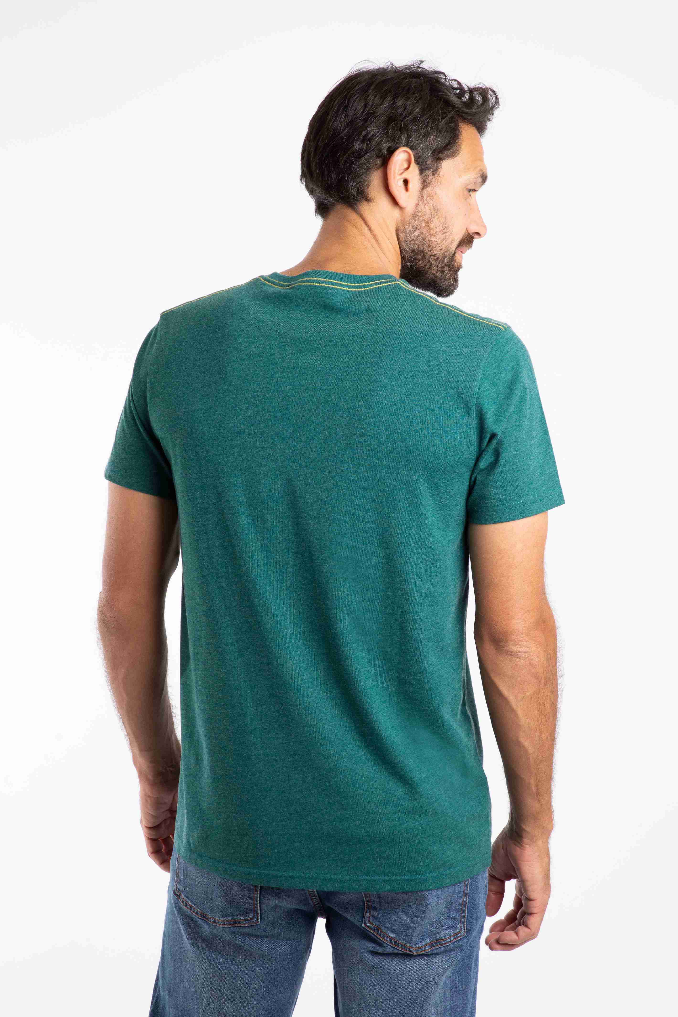 Waves Front Print Graphic T-Shirt Forest Green